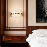 Modern Glass Wall Sconce with Stainless Steel Frame in Gold