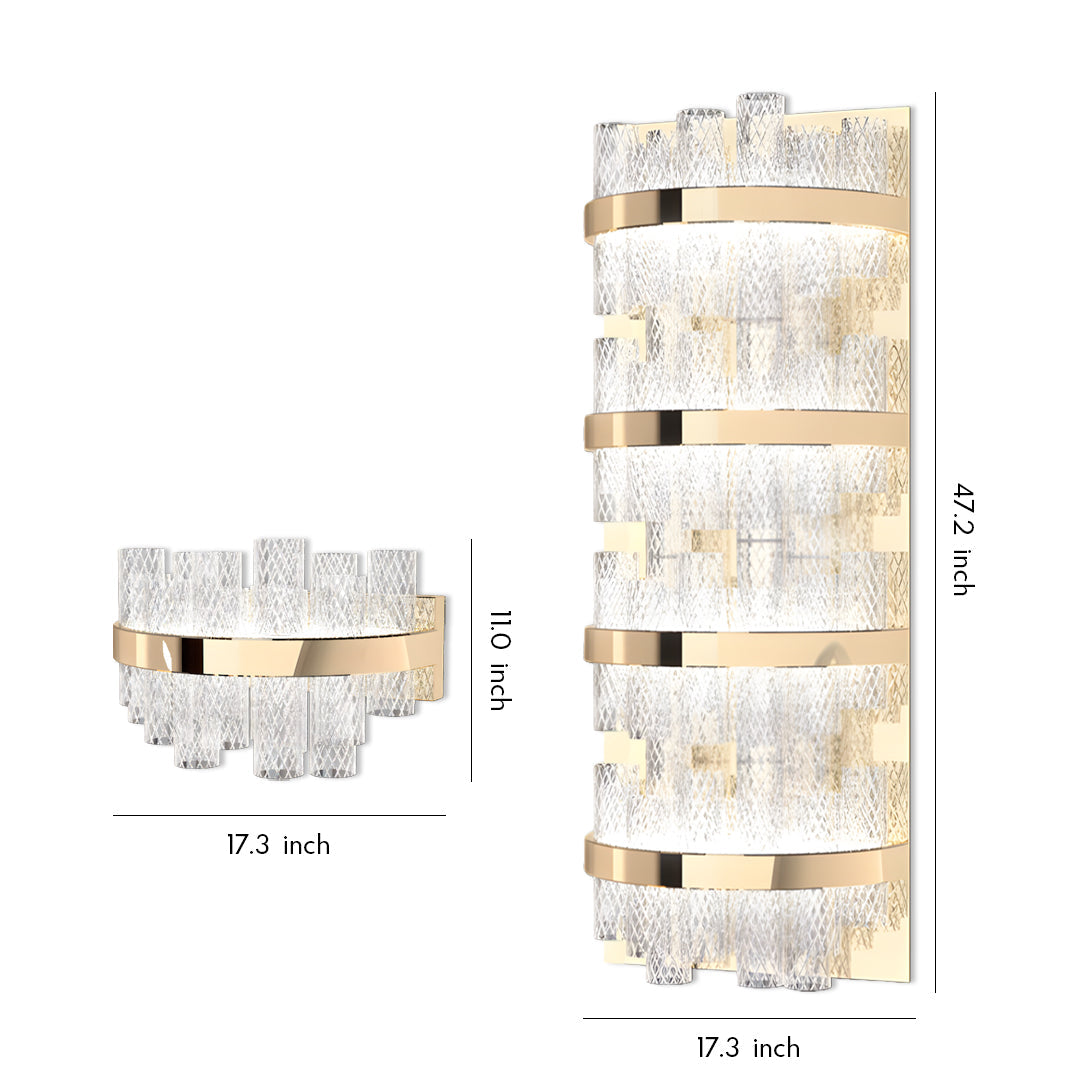 Modern Glass Wall Sconce with Stainless Steel Frame in Gold