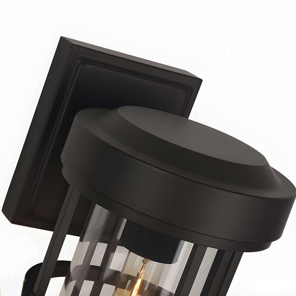 Black Outdoor Wall Sconce with Clear Glass Shade – Waterproof Aluminum LED Light