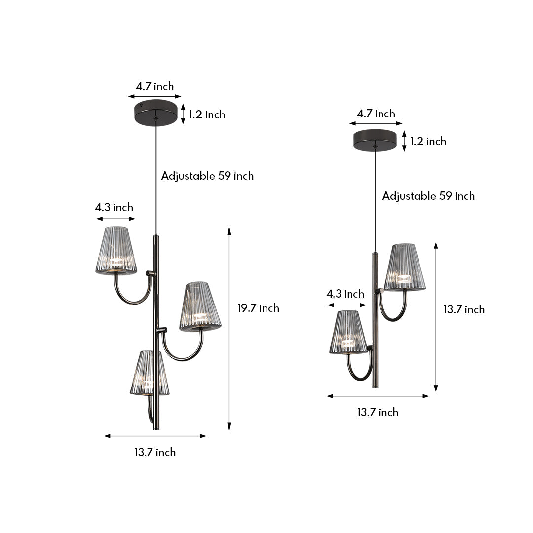 Modern Black LED Pendant Light with Glass Shade for Dining Room and Kitchen Island