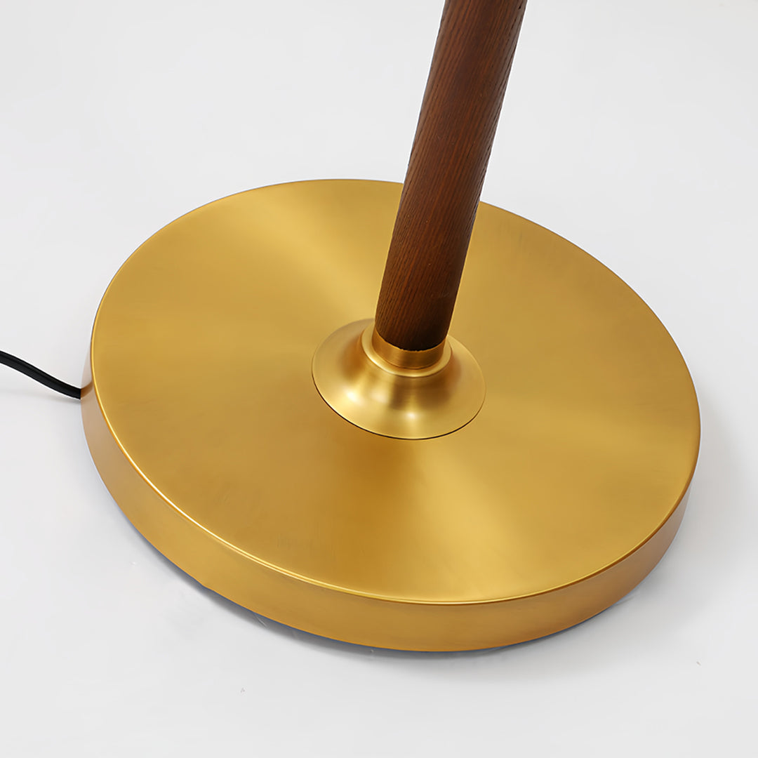 Walnut Floor Lamp with Fabric Shade – American Retro Standing Lamp for Living Room