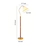 Walnut Floor Lamp with Fabric Shade – American Retro Standing Lamp for Living Room