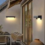 Modern Outdoor Wall Sconce with Black Stainless Steel and Warm LED Light
