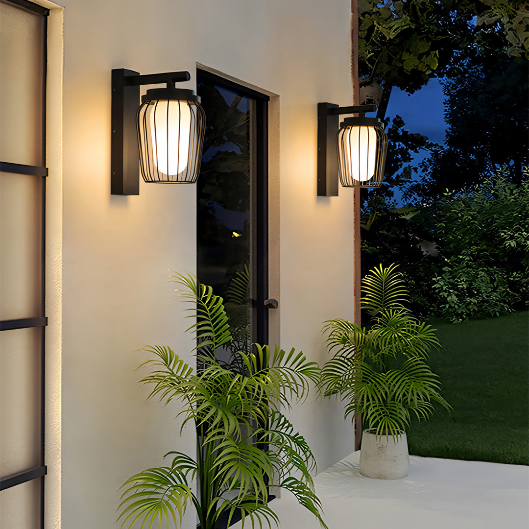 Aurelia Outdoor Wall Lantern Sconce in Black Stainless Steel