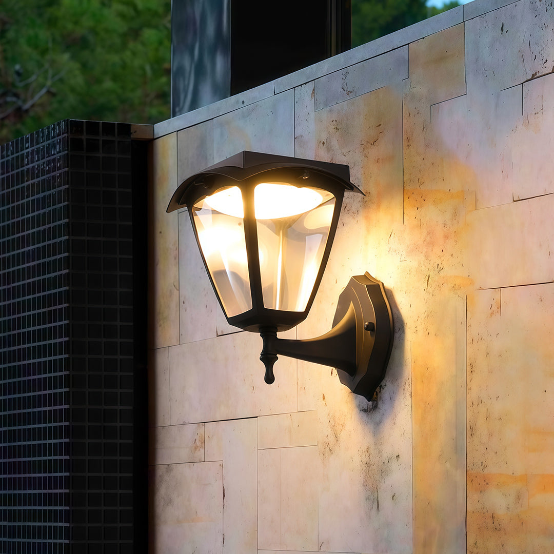 Modern Outdoor Wall Sconce with Solar Powered LED Lighting