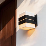 Geometric Outdoor Wall Sconce in Black and White Stainless Steel