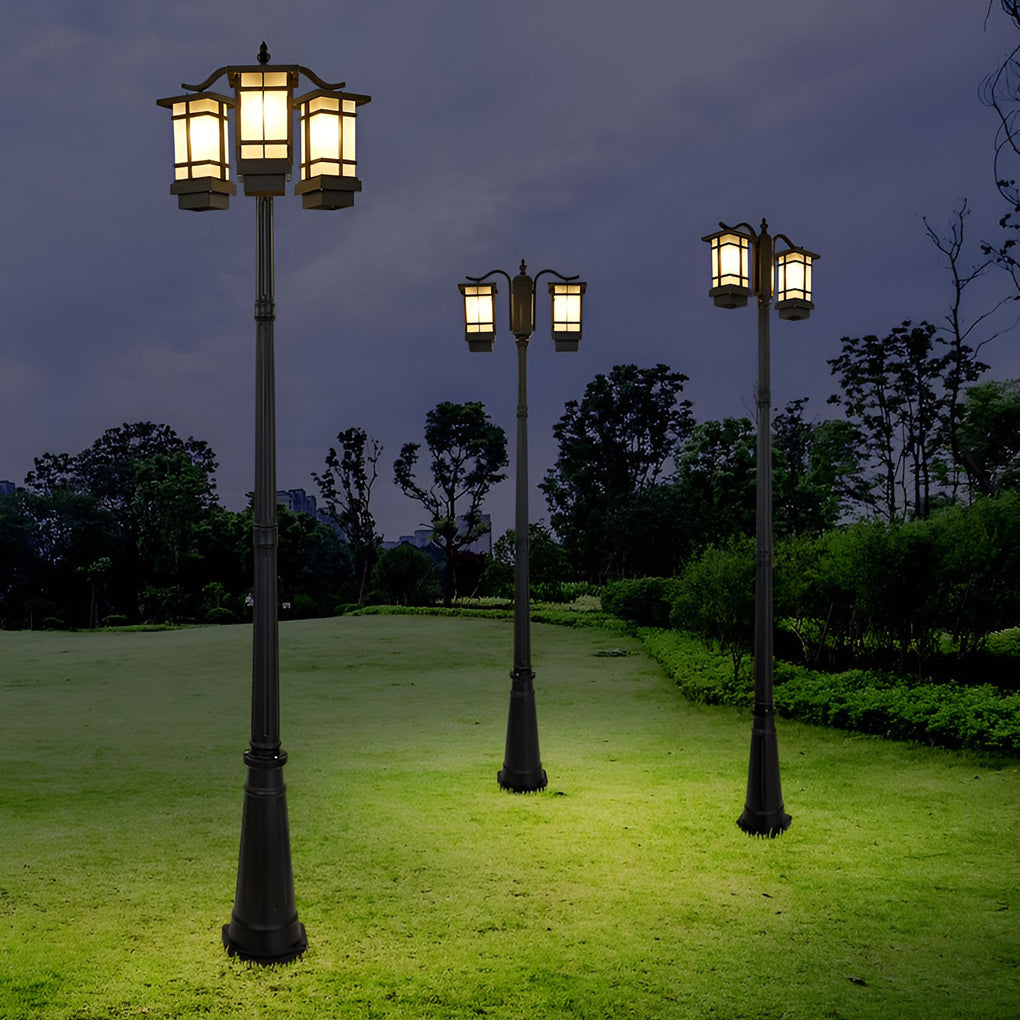 Modern 2-Head Outdoor Post Light in Black, Waterproof Aluminum