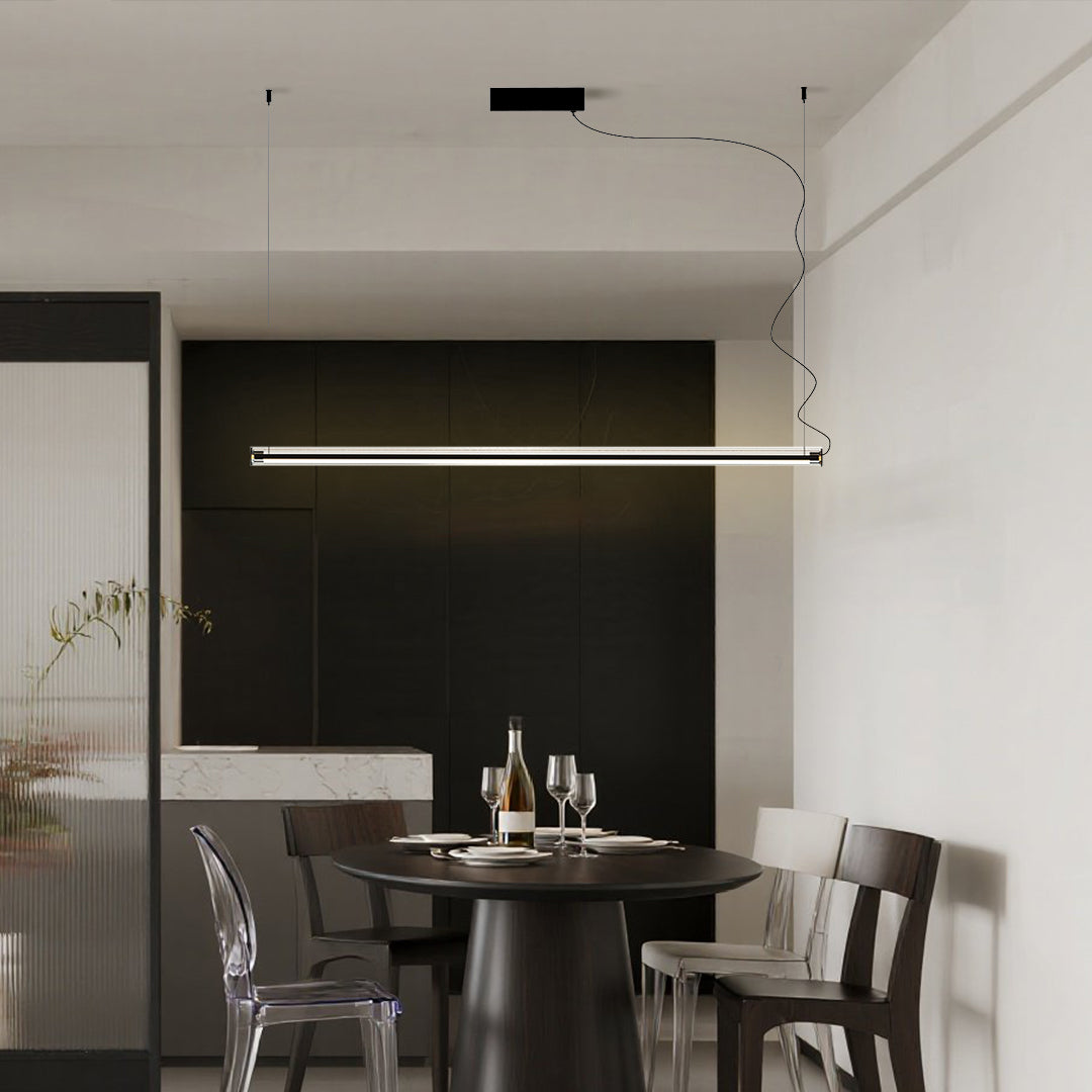 Linear LED Pendant Light in Black or Gold – Modern Minimalist Suspension Lamp