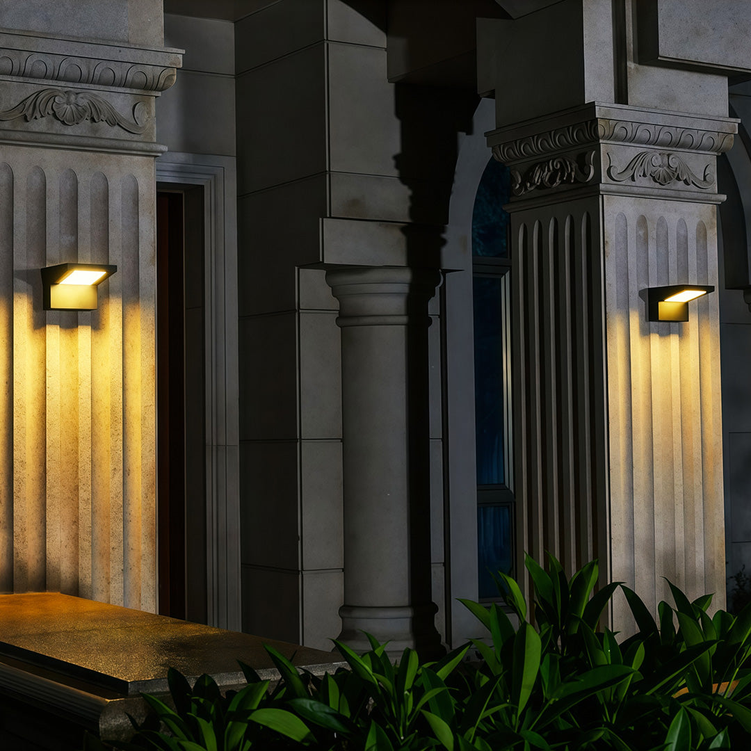 Aria Solar Wall Sconce — Modern Outdoor Lighting in Black Aluminum
