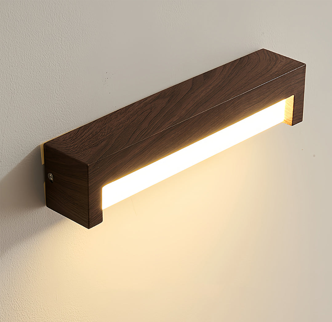 Vintage Wood Grain LED Wall Sconce with Acrylic Diffuser