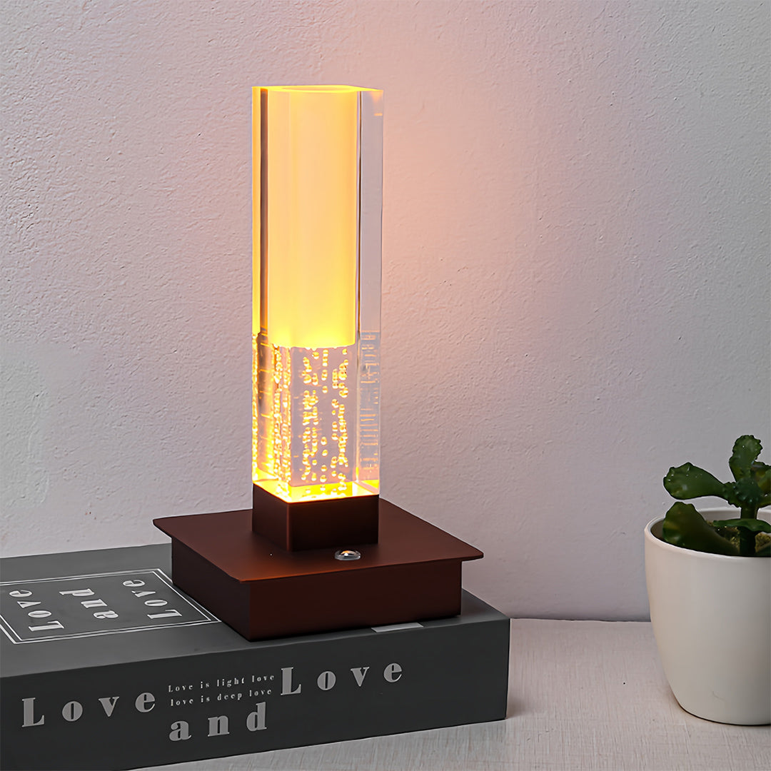 Cordless Square Table Lamp with Dimmable LED – Modern Nightstand Light