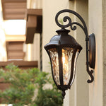 European Outdoor Wall Sconce in Die-Cast Aluminum with Water-Patterned Shade
