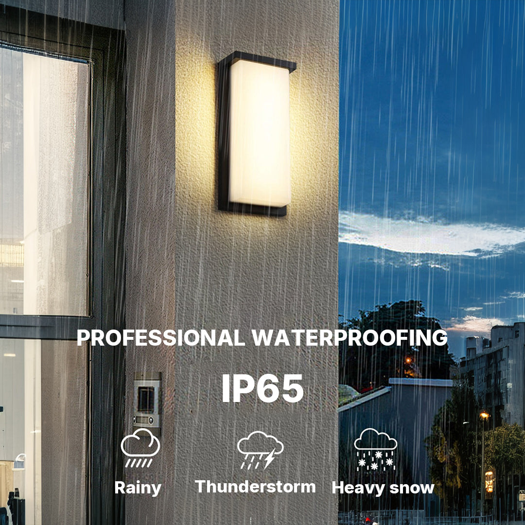 Modern Rectangular LED Outdoor Wall Sconce, Matte Black Aluminum, IP65 Waterproof