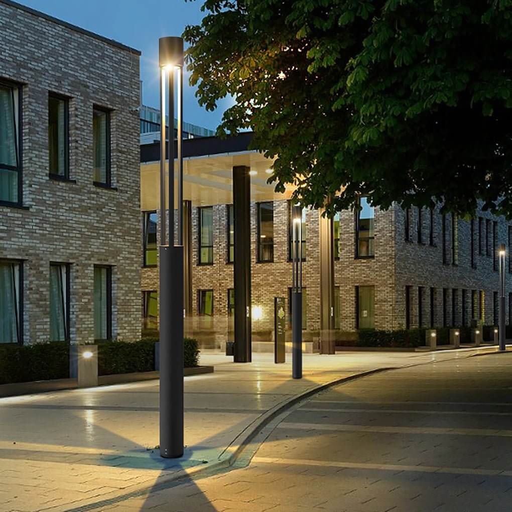 Modern Black LED Bollard Path Lights for Landscape and Walkway Illumination