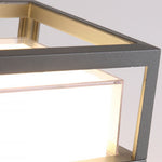 Square Double-Layer LED Pier Mount Post Light in Black for Modern Courtyards