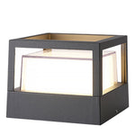 Square Double-Layer LED Pier Mount Post Light in Black for Modern Courtyards