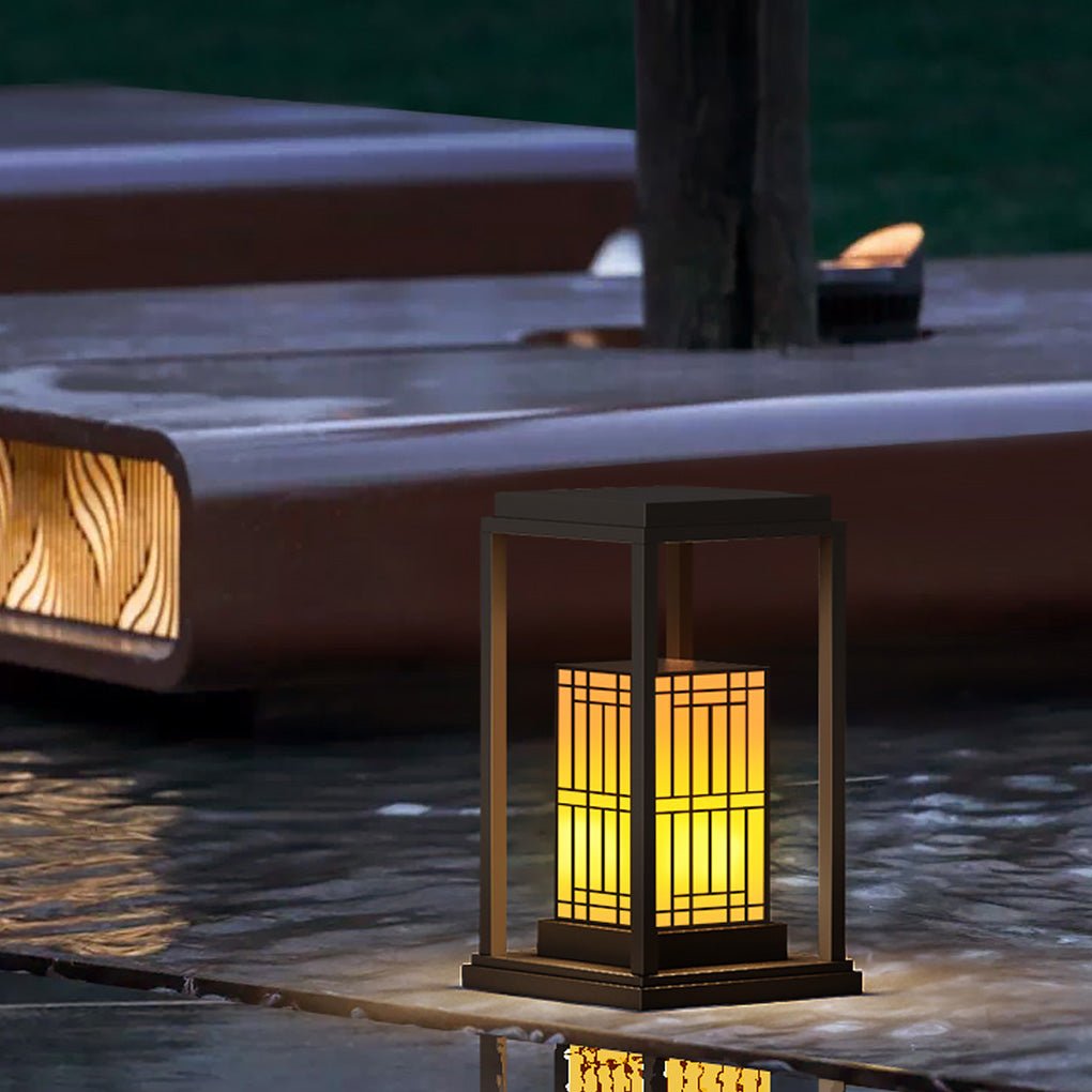 Lattice Outdoor Wall Lantern in Stainless Steel with Marble Accent