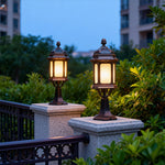 European Classic Outdoor Pillar Light with Warm LED Glow