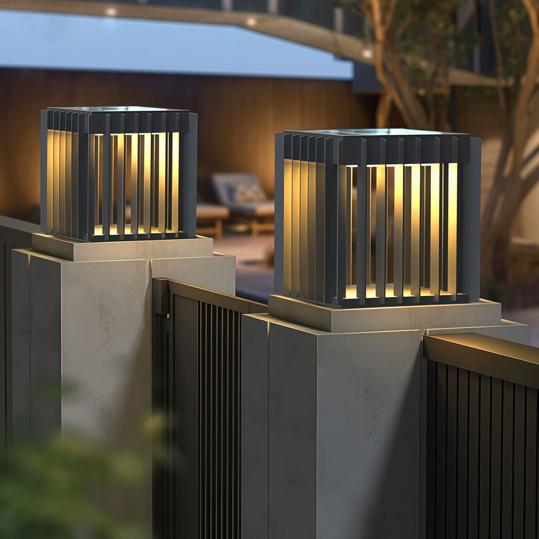 Modern Square Outdoor Pillar Light – Waterproof Stainless Steel LED