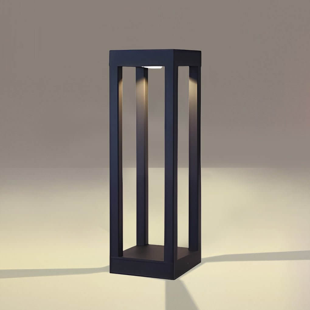 Black Aluminum LED Bollard Landscape Light – 4-Beam Garden Path Lamp