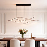 Wavy LED Pendant Light with Adjustable Height in Metallic Finishes