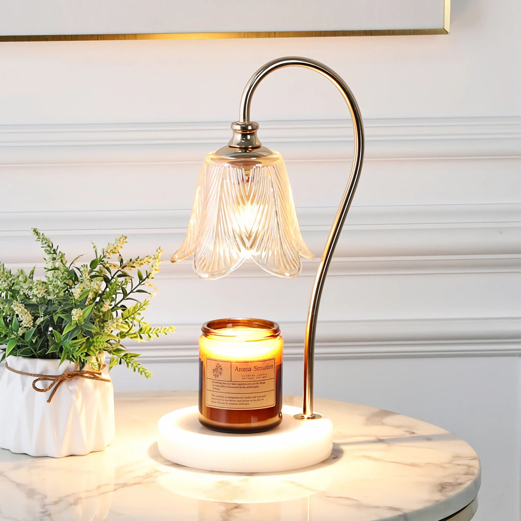 Aromatherapy Wax Melt Table Lamp with Glass Shade, Modern Ambient Lighting