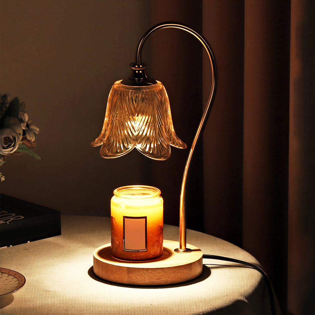 Aromatherapy Wax Melt Table Lamp with Glass Shade, Modern Ambient Lighting