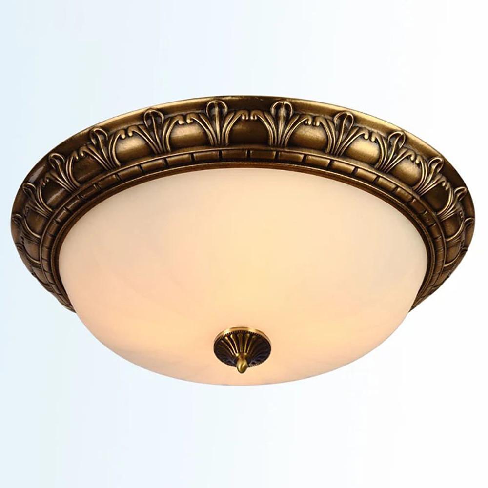 Antique Flush Mount Ceiling Light Vintage Bronze Frosted Glass Light Fixture