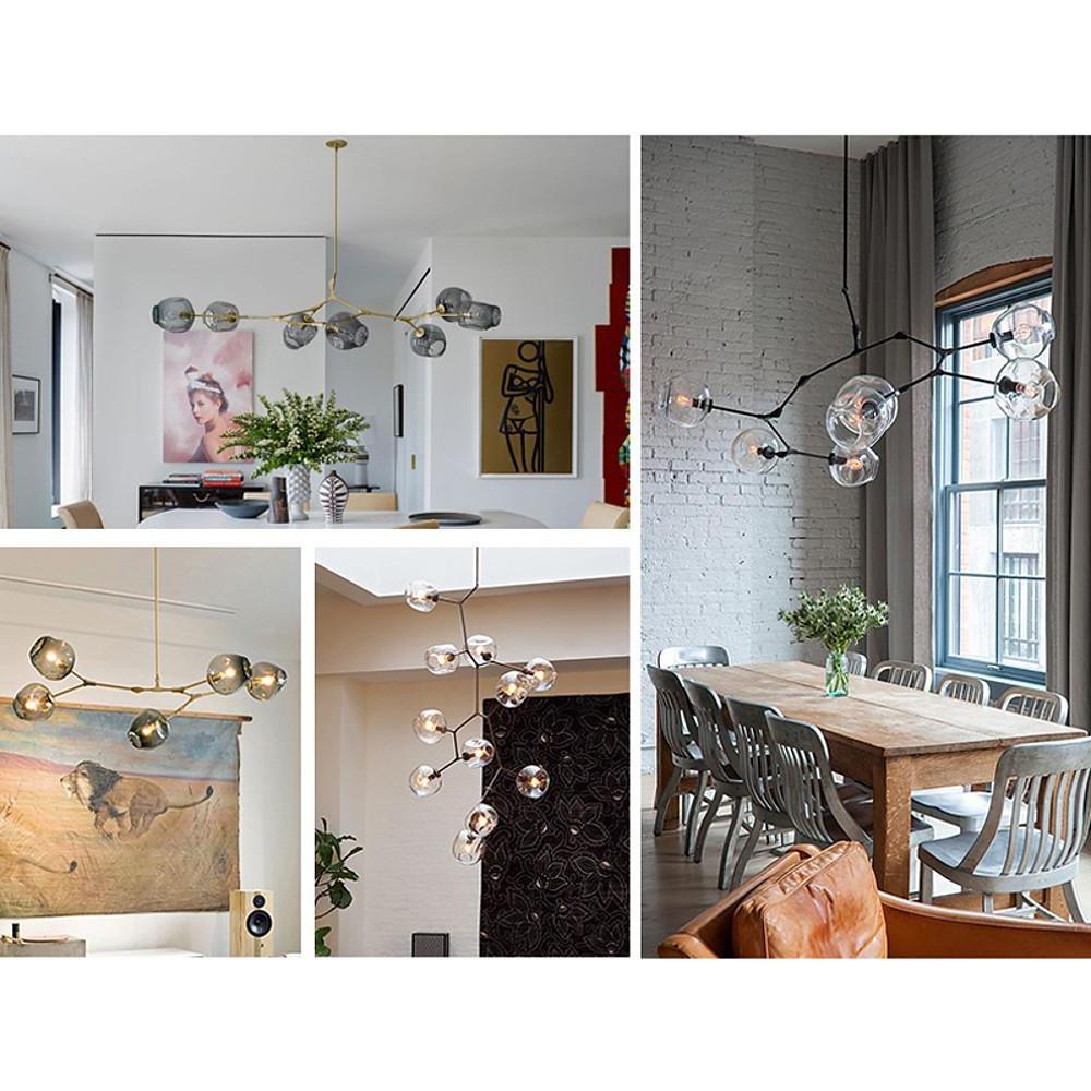 Globe Sputnik Industrial Glass Chandelier Modern Lighting With Customizable Color Shades