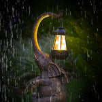 Handcrafted Resin Elephant Solar Lantern for Garden and Patio