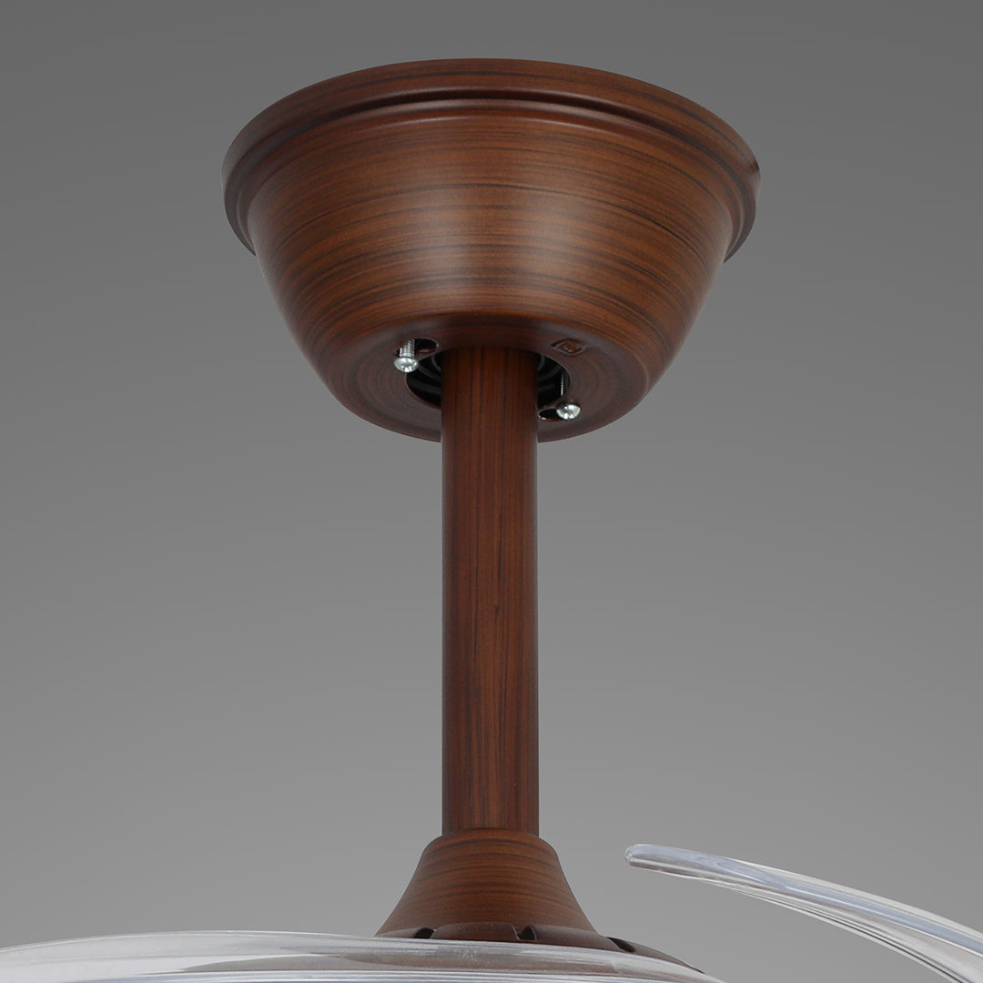 Walnut Wood Ceiling Fan with Four Lights, Silent LED Dimmable