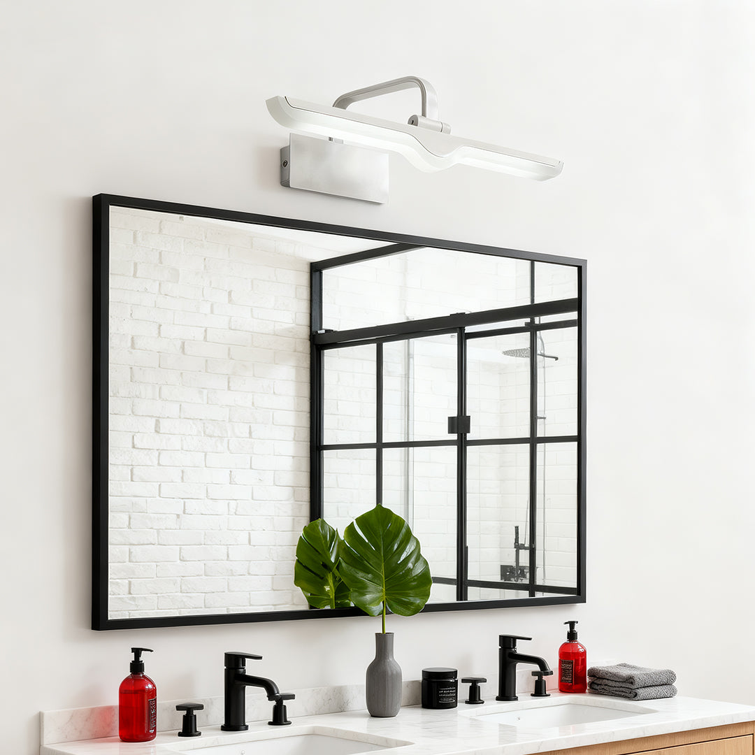 Lumen White LED Vanity Light Bar with Adjustable Heads for Modern Bathrooms