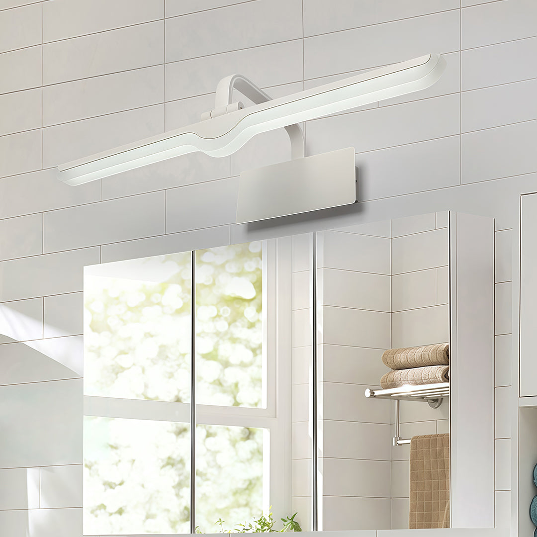 Lumen White LED Vanity Light Bar with Adjustable Heads for Modern Bathrooms