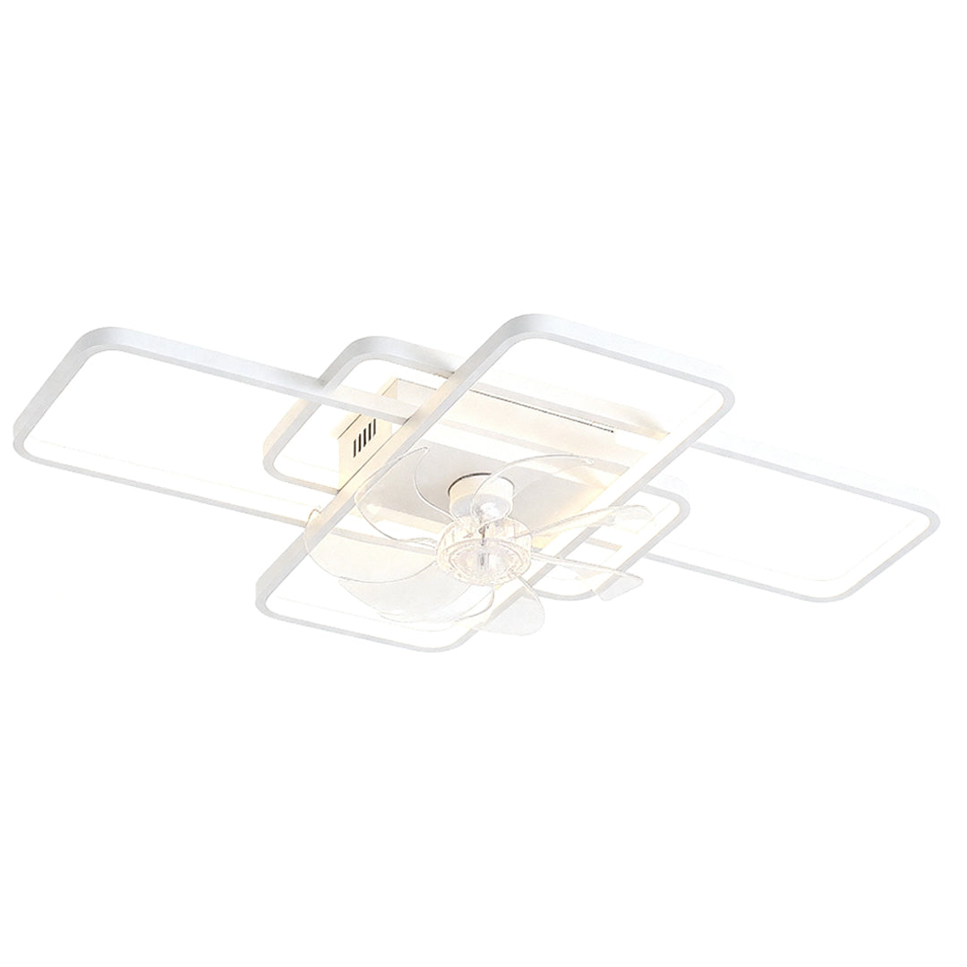 Modern Ceiling Fan with LED Light, Acrylic Shade, Clear ABS Blades