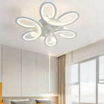 Modern White Ceiling Fan with Dimmable LED Light and Remote Control