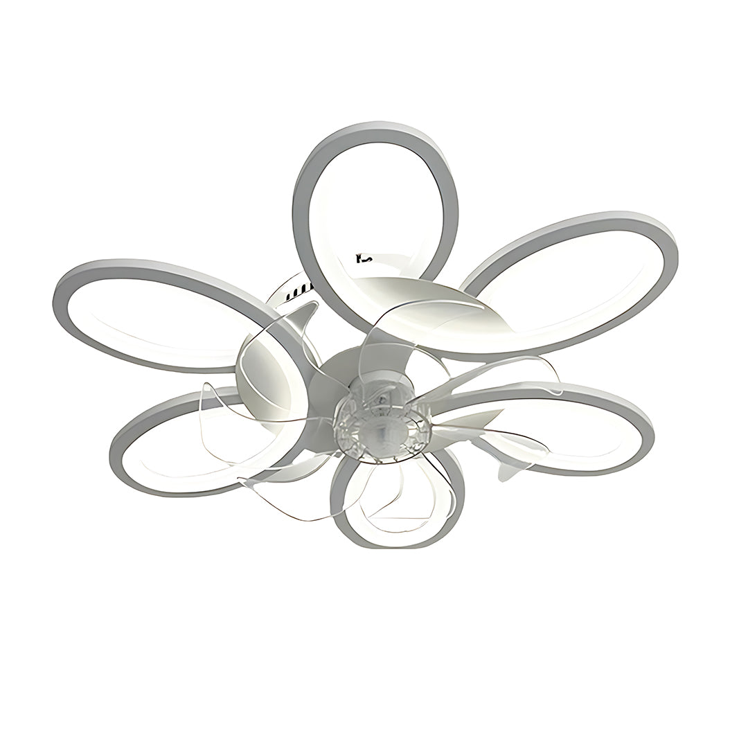 Modern White Ceiling Fan with Dimmable LED Light and Remote Control
