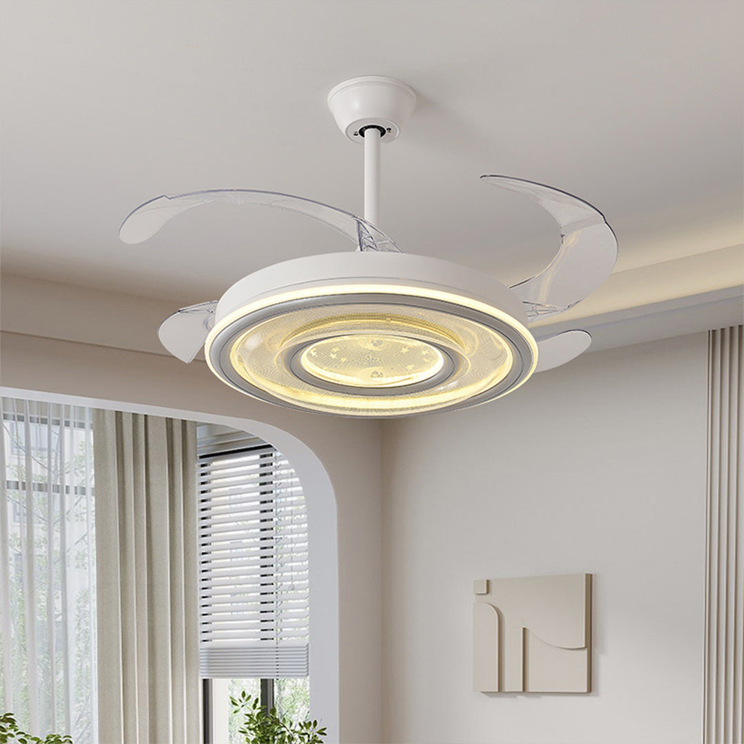 Aura Nordic Ceiling Fan with Integrated LED Light, White Minimalist Design