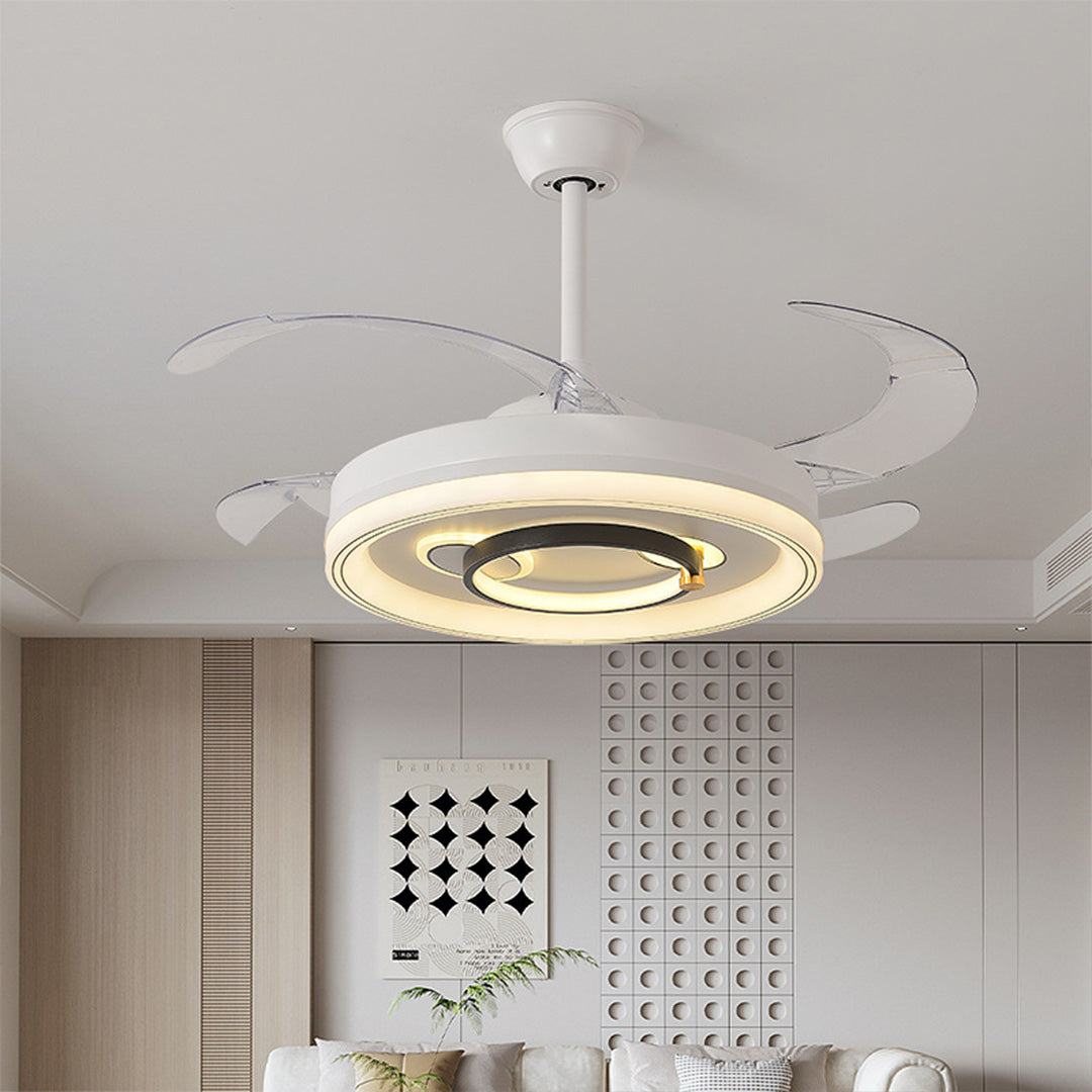 Aura Nordic Ceiling Fan with Integrated LED Light, White Minimalist Design