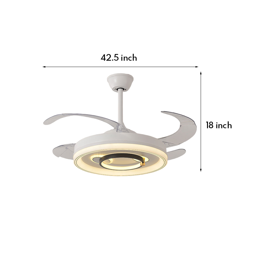 Aura Nordic Ceiling Fan with Integrated LED Light, White Minimalist Design