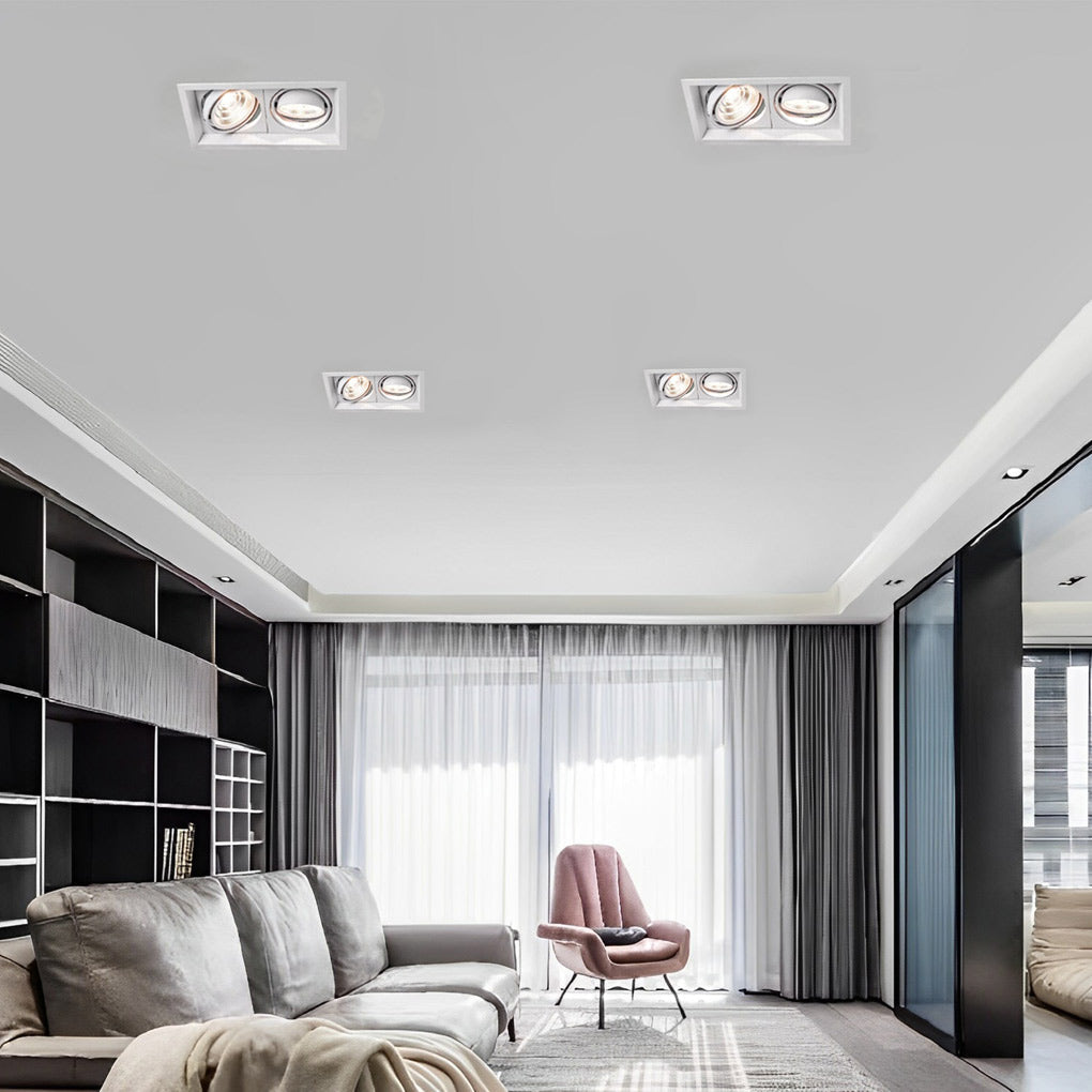 Modern Twin-Head Adjustable LED Recessed Ceiling Spotlight in Black or White