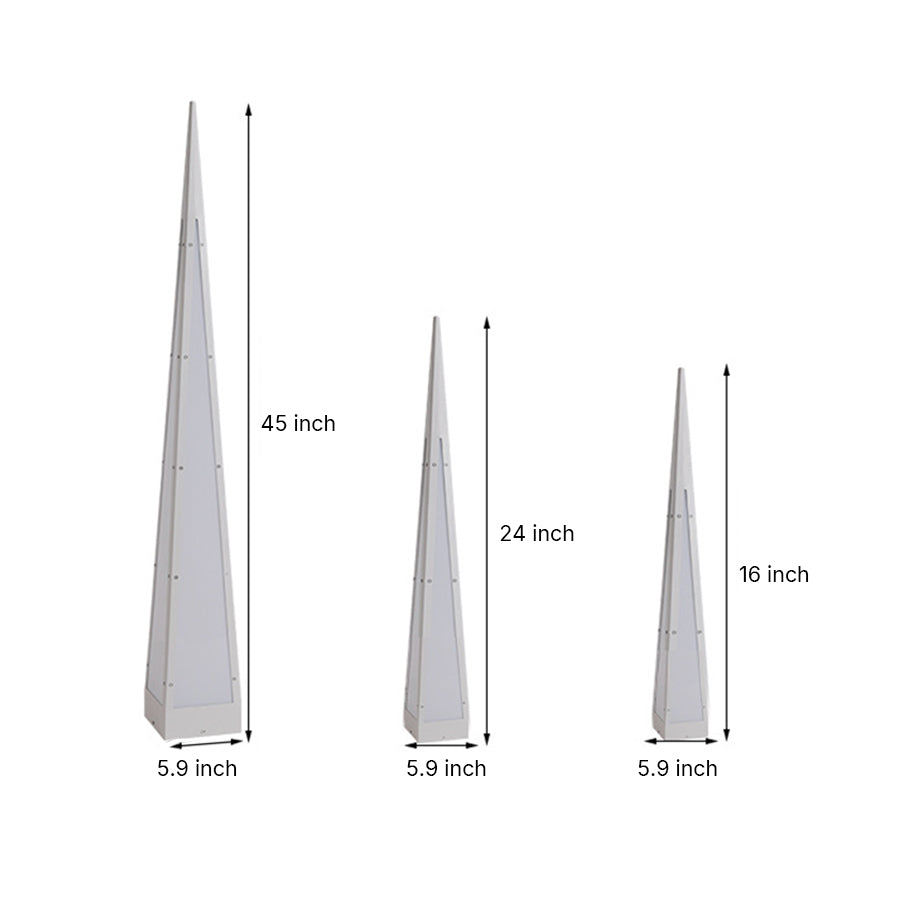 Geometric Pyramid LED Floor Lamp in Stainless Steel for Outdoor and Modern Interiors
