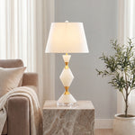 Marble Table Lamp with Gold Accents – Contemporary Designer Illumination