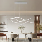 Wavy LED Pendant Light with Adjustable Height in Metallic Finishes