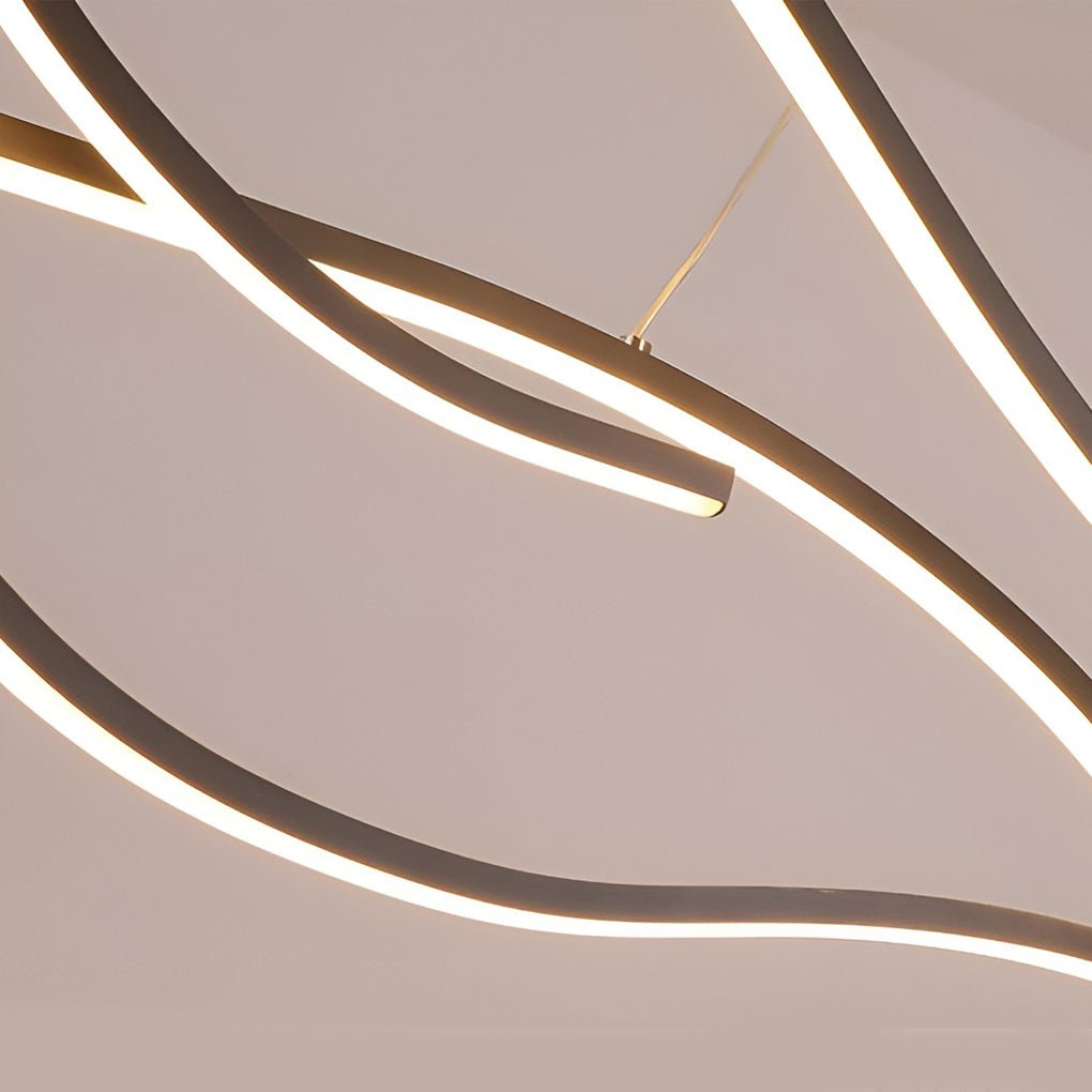 Wavy LED Pendant Light with Adjustable Height in Metallic Finishes