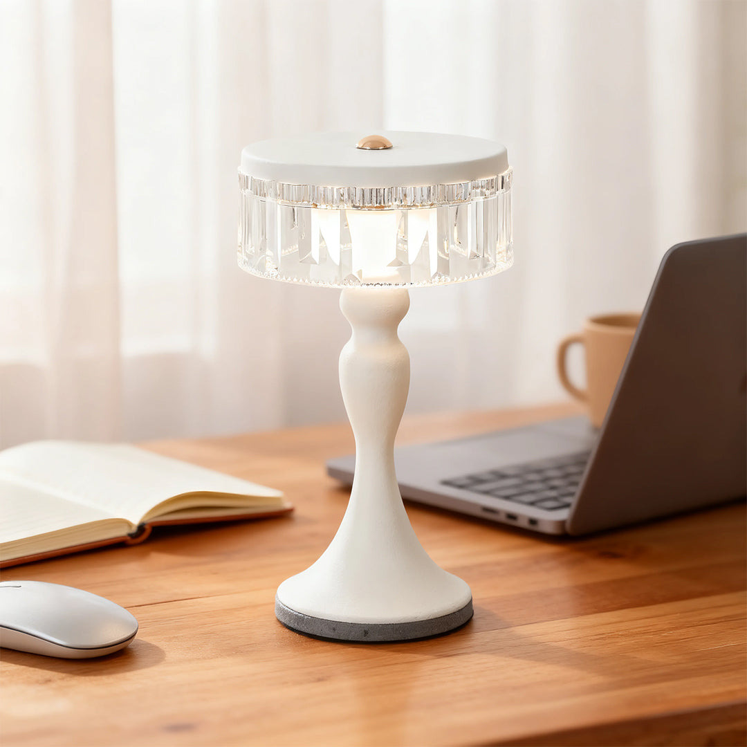Nordic Minimalist Forged Iron Table Lamp with Acrylic Shade, Dimmable LED