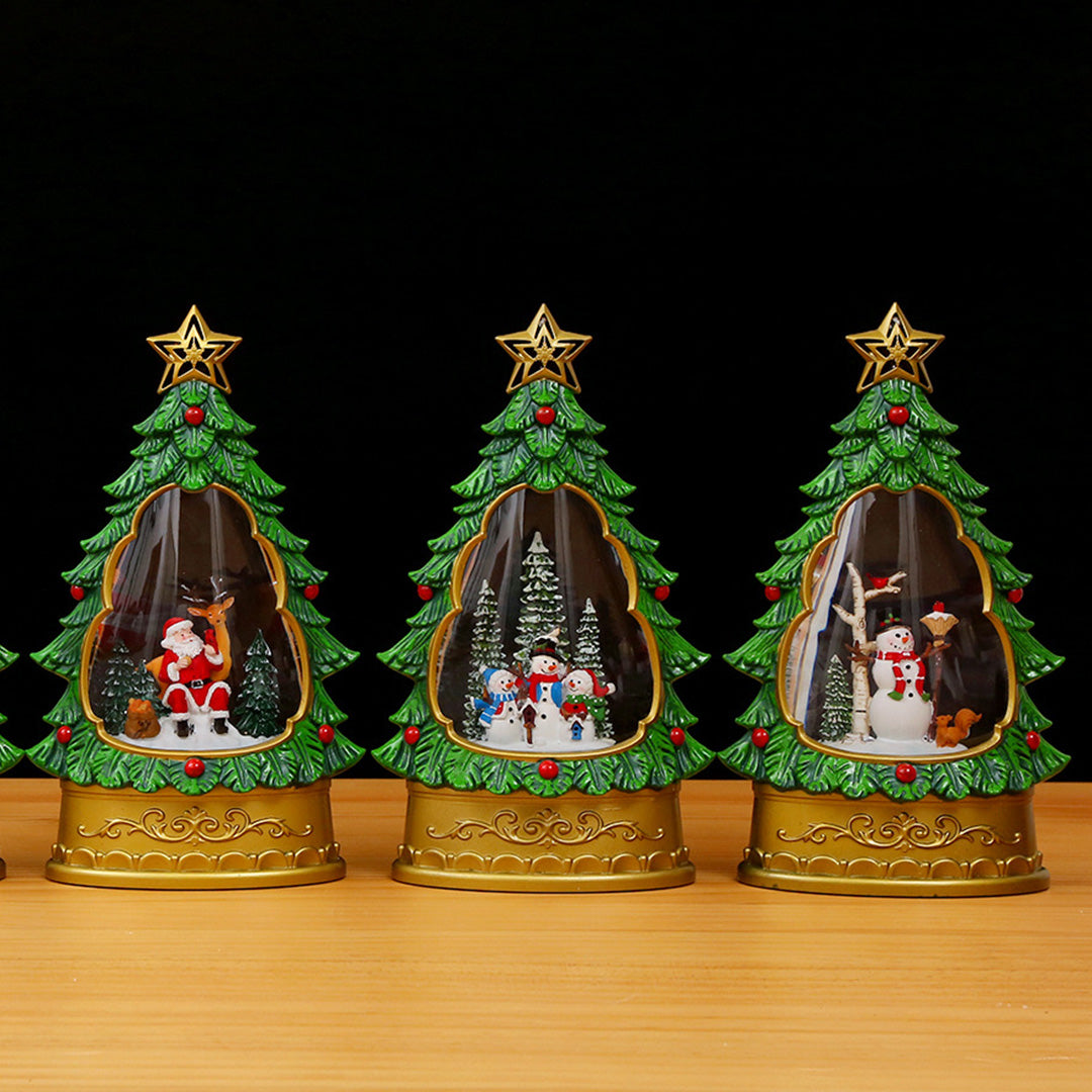 Nordic Christmas Tree Table Lamp with Music Box and Snowfall Effect