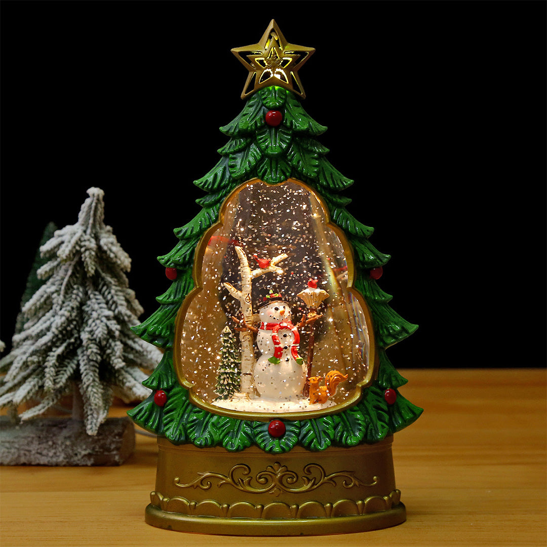Nordic Christmas Tree Table Lamp with Music Box and Snowfall Effect