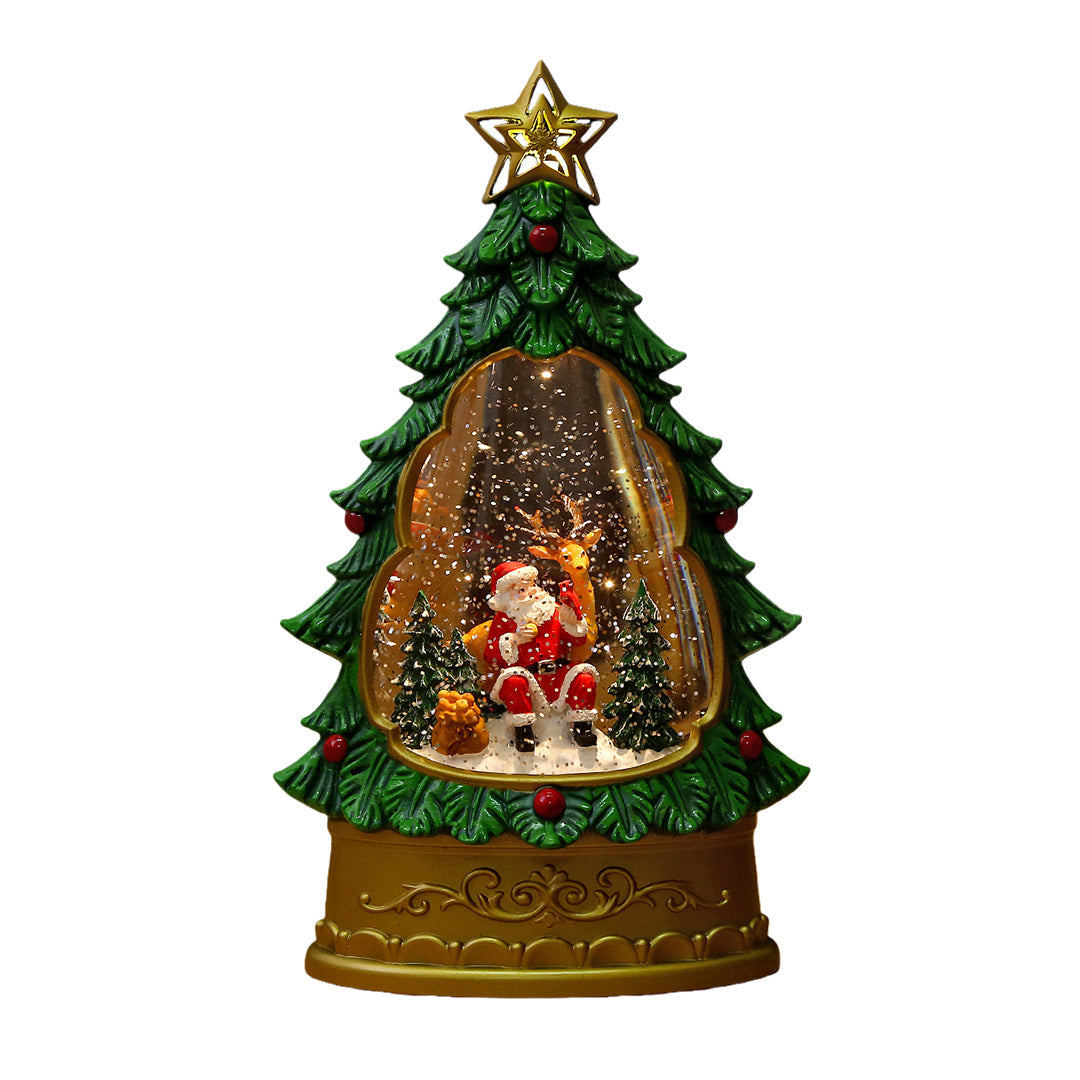 Nordic Christmas Tree Table Lamp with Music Box and Snowfall Effect