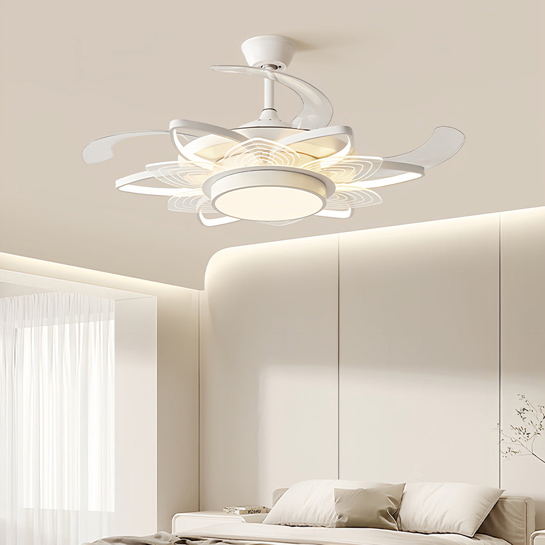 Aria Black Minimalist Ceiling Fan with Integrated LED Light
