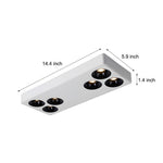 Modern Rectangular LED Flush Mount Ceiling Light, 6-Light Black and White